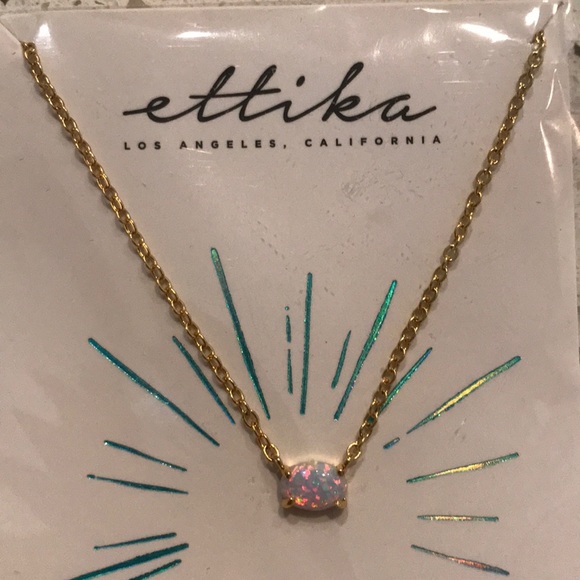 NWT Ettika 18k Gold Plated & Kyocera Opal Necklace - Picture 2 of 7